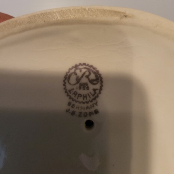 Erphila Germany Figurine Boy Playing Flute with Lambs/Goats White with Gold Trim - Picture 8 of 9